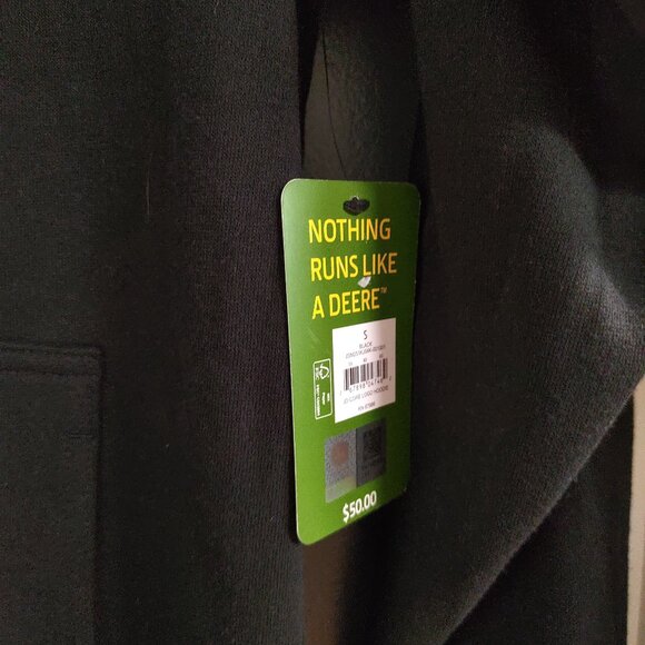 John Deere Black Hoodie Pullover Unisex Small Green Yellow Logo Front Pockets - Picture 3 of 9